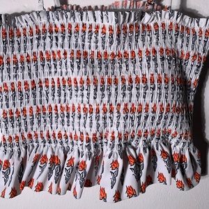 Ruffle lined flower print swim top size Large lined with removable cups